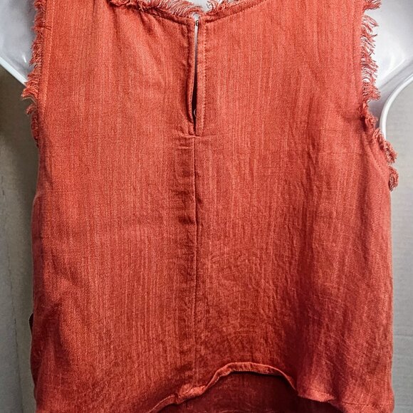 NWT ALTAR'D STATE CROP TANK  DEEP CORAL‎ GAUZE DOUBLE LAYER FRAY EDGE SZ SM - Picture 5 of 11
